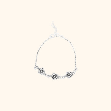 Oxidized Silver Bracelets with a Floral Touch